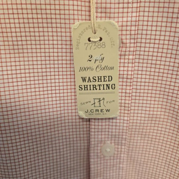 J.CREW MEN'S RED WHITE BUTTON DOWN SHIRT NWT SIZE LARGE SLIM COTTON - Picture 5 of 9